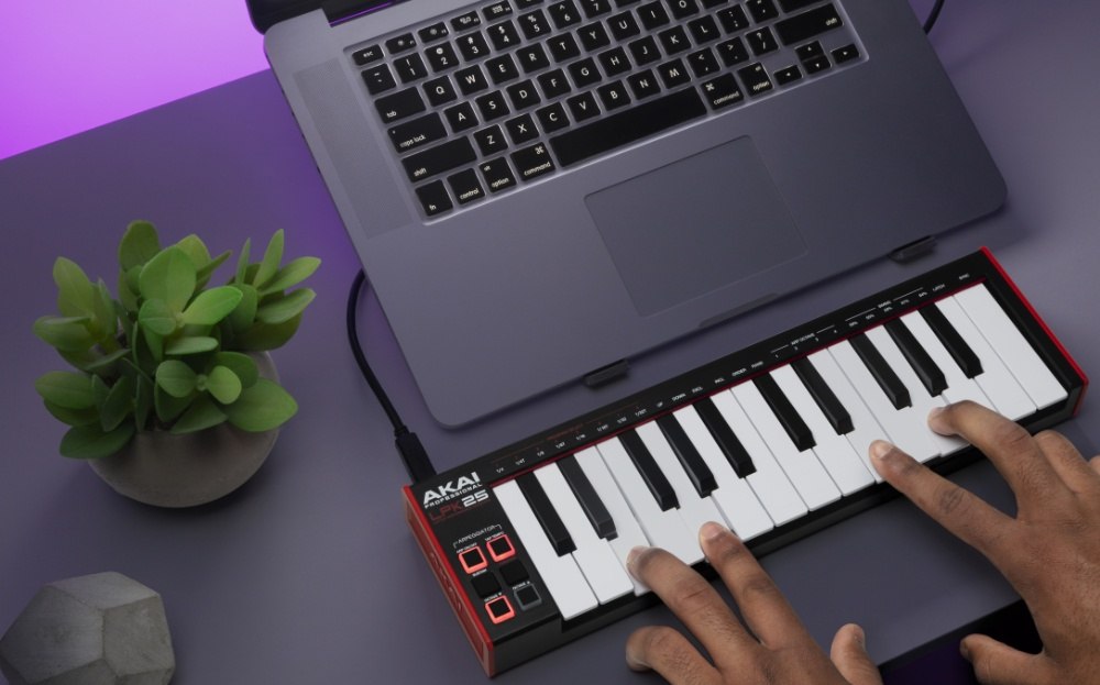 Close-up of model hands on keys